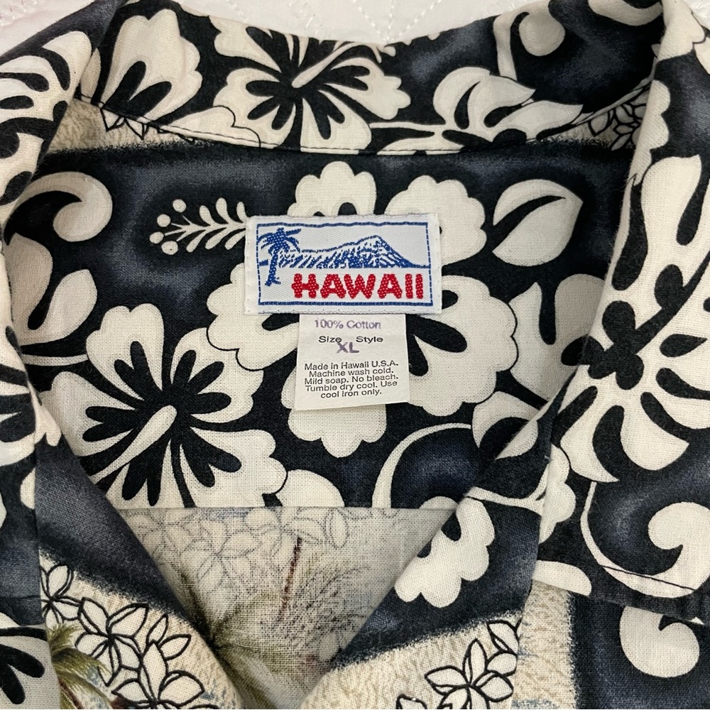 Vintage Hawaiian Shirt Men Size XLarge Made In Hawaii Aloha Tower Cruise Flower - Picture 8 of 10